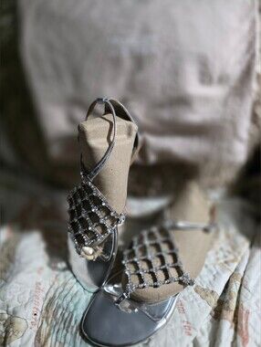 Badgley Mischka Embellished Silver Sandals